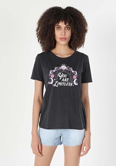Image de T-shirt À Manches Courtes Anthracite Regular Fit  Femme