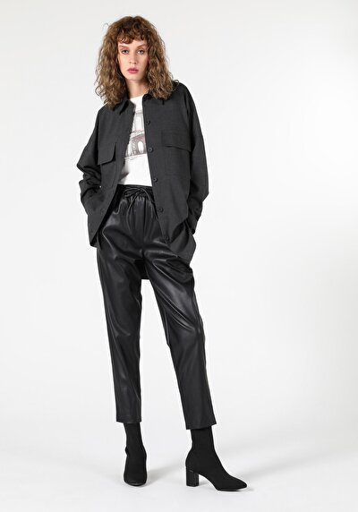 Image de Chemise À Manches Longues Anthracite Relaxed Fit Femme