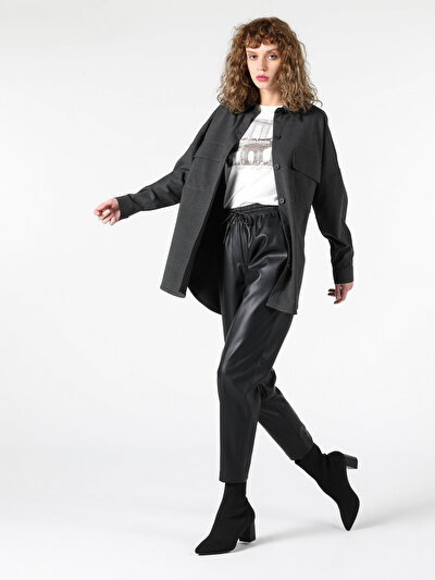 Image de Chemise À Manches Longues Anthracite Relaxed Fit Femme
