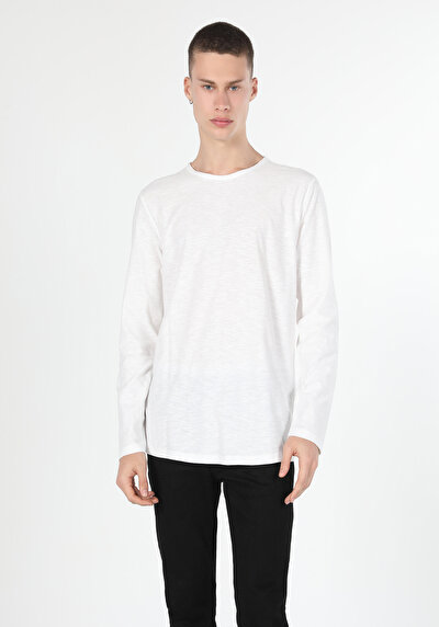 Image de T-shirt À Manches Longues Blanc Regular Fit  Homme