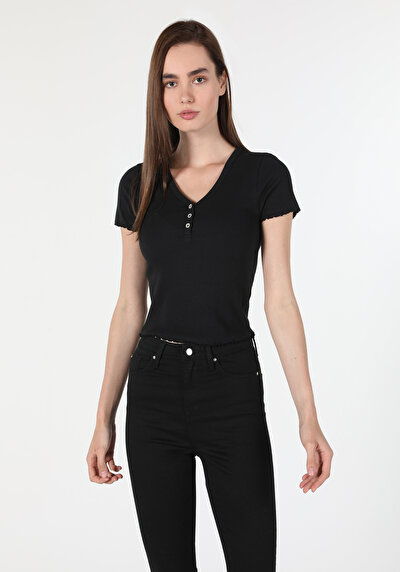 Afficher les détails de T-shirt À Manches Courtes Noir   Femme