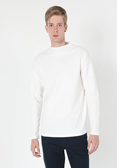 Afficher les détails de T-shirt À Manches Longues Blanc Regular Fit  Homme