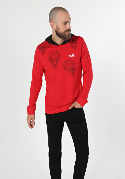 Image de T-shirt À Manches Longues Rouge Regular Fit  Homme