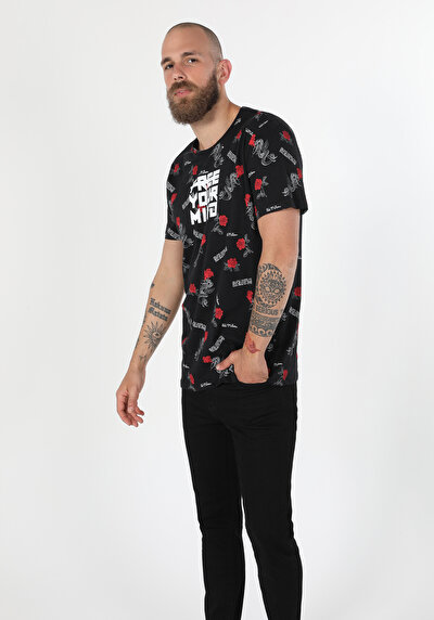 Afficher les détails de T-shirt À Manches Courtes Noir Regular Fit  Homme