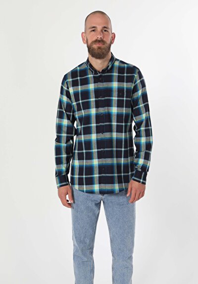 Image de Chemise À Manches Longues Marine Regular Fit   Homme