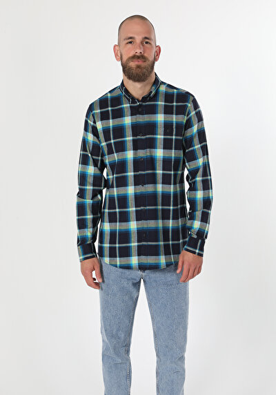 Image de Chemise À Manches Longues Marine Regular Fit   Homme