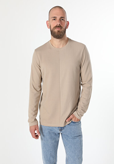 Image de T-shirt À Manches Longues Beige Regular Fit  Homme