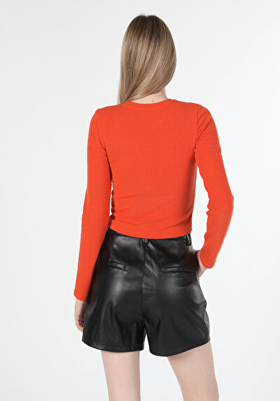 Image de T-shirt À Manches Longues Orange Slim Fit  Femme