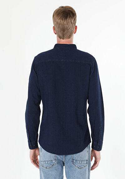 Image de Chemise À Manches Longues Bleu Slim Fit   Homme