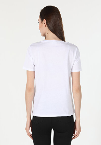 Afficher les détails de T-shirt À Manches Courtes Blanc   Femme