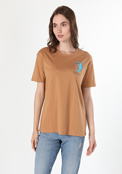 Image de T-shirt À Manches Courtes Beige   Femme