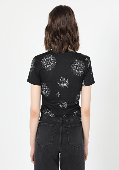Image de T-shirt À Manches Courtes Noir   Femme