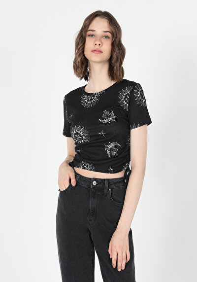 Afficher les détails de T-shirt À Manches Courtes Noir   Femme