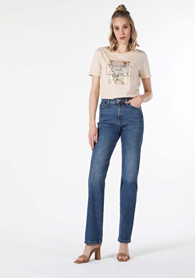 Image de 792 Mila Pantalon Denim Straight Leg En Regular Fit Femme