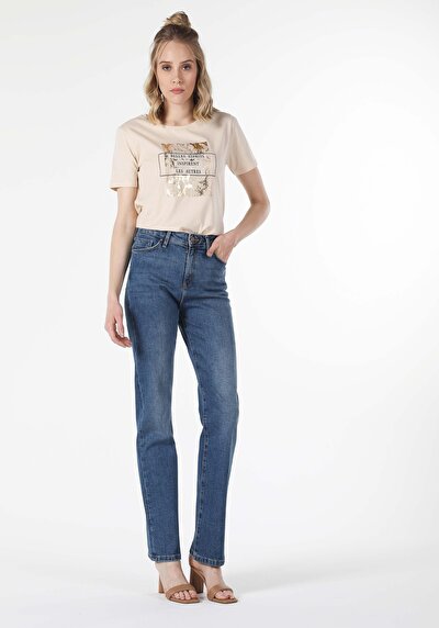 Image de 792 Mila Pantalon Denim Straight Leg En Regular Fit Femme