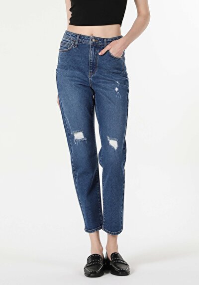 Image de 891 Maya Pantalon Bleu Tapered Leg En Slim Fit Femme