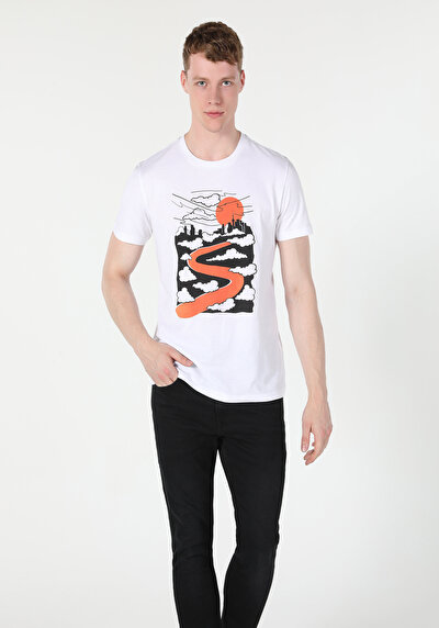 Image de T-shirt À Manches Courtes Blanc Regular Fit Homme