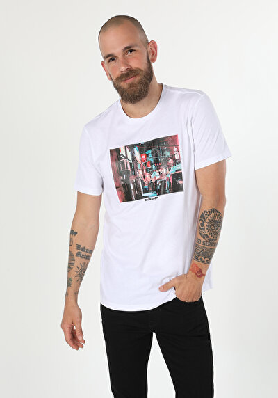 Image de T-shirt À Manches Courtes Blanc Regular Fit Homme