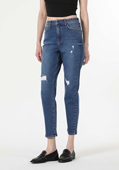 Image de 891 Maya Pantalon Bleu Tapered Leg  En  Slim Fit Femme