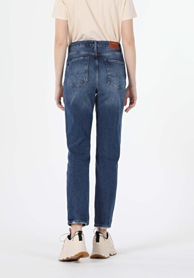 Image de 893 Julia Pantalon Marine Tapered Leg En Boyfriend Fit Femme