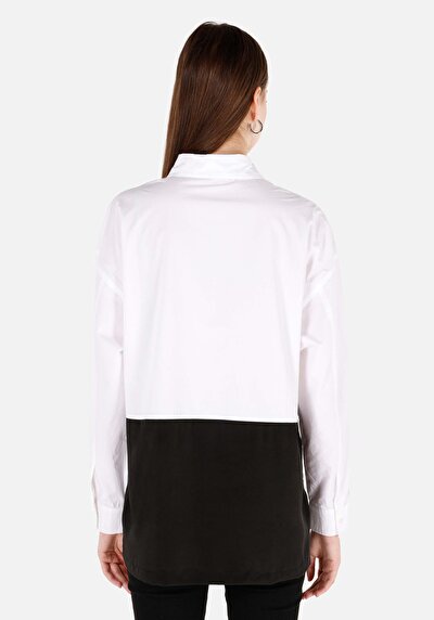 Image de Chemise À Manches Longues Blanc Regular Fit Droit Popeline Femme