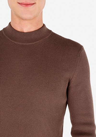 Image de Pull Marron Slim Fit Manches Longues  Homme