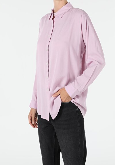 Image de Chemise À Manches Longues Violet Relaxed Fit   Femme