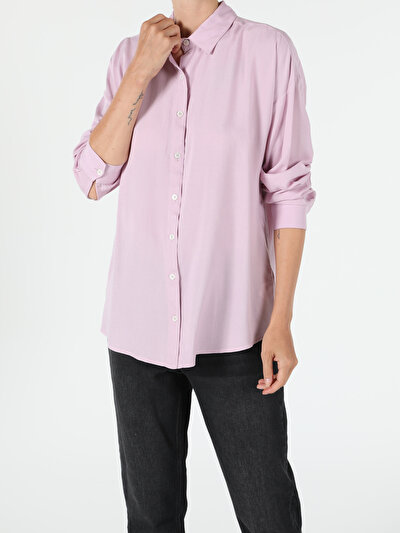 Image de Chemise À Manches Longues Violet Relaxed Fit   Femme