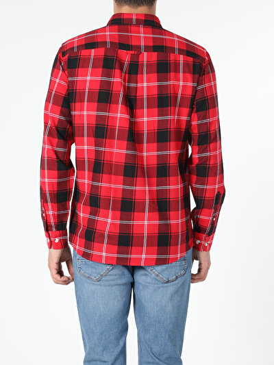 Image de Chemise À Manches Longues Rouge Regular Fit   Homme