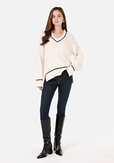 Image de Pull Ecru Comfort Fit Manches Longues  Femme