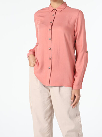 Image de Chemise À Manches Longues Rouge Regular Fit   Femme