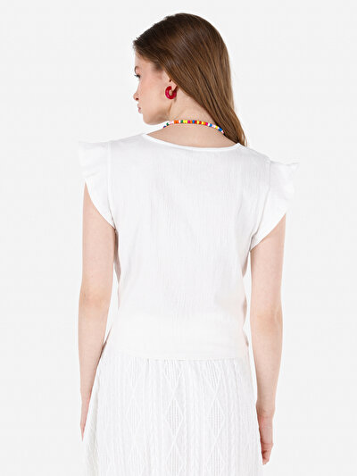 Image de T-shirt À Manches Courtes Blanc Regular Fit Droit Femme