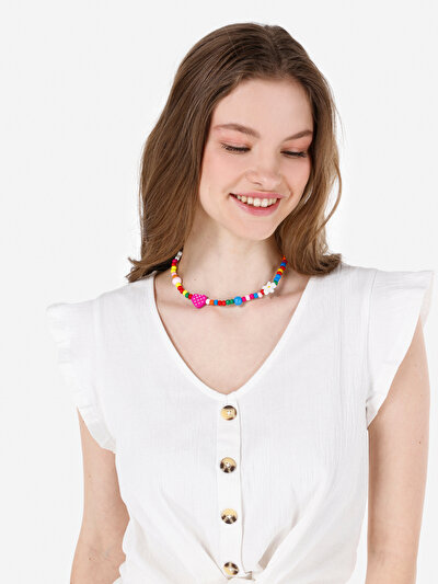 Image de T-shirt À Manches Courtes Blanc Regular Fit Droit Femme