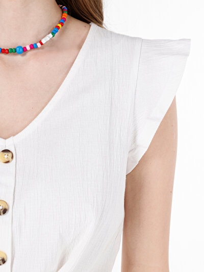 Image de T-shirt À Manches Courtes Blanc Regular Fit Droit Femme