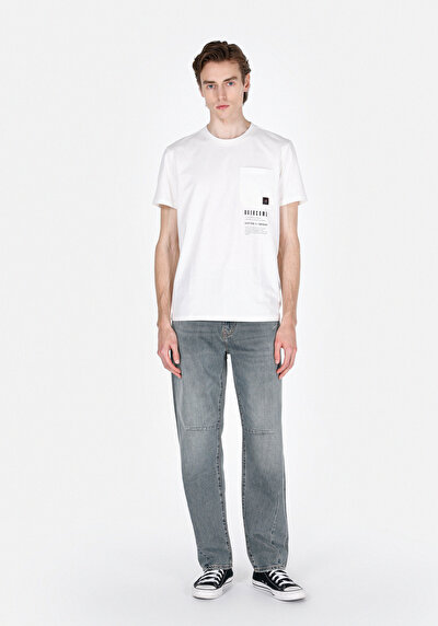 Image de T-shirt À Manches Courtes Blanc Regular Fit Droit Homme