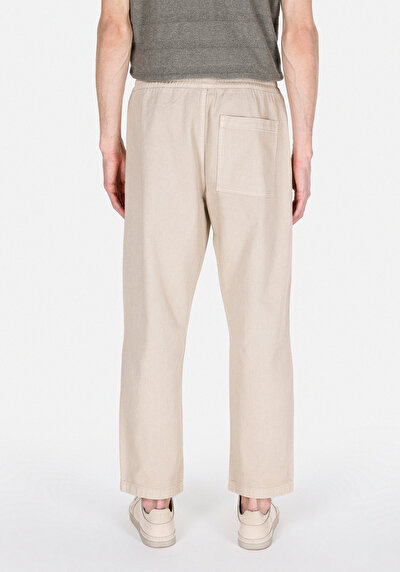Image de Pantalon Beige Loose Leg Medium Rise En Gabardine Relaxed Fit Homme
