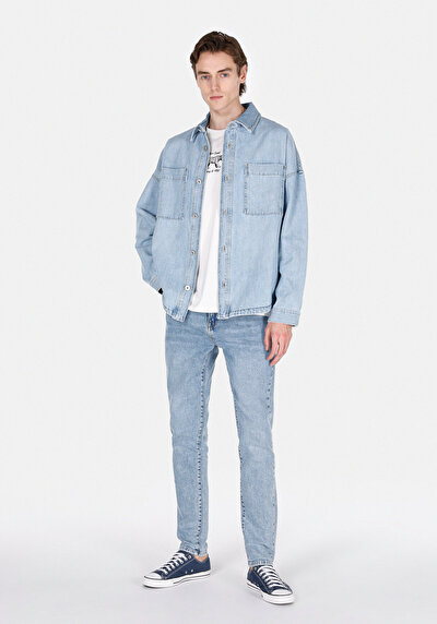 Image de Shırt À Manches Longues Oversize Fit Droit Jean Homme