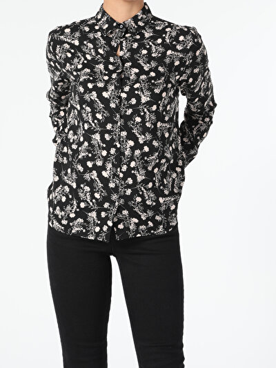 Image de Chemise À Manches Longues Noir Slim Fit Femme