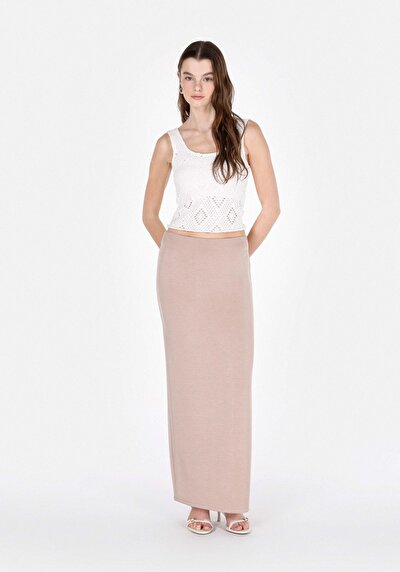Image de Jupe Beige Slim Fit Droit Plongée Mdi Femme