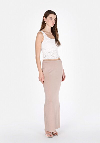 Image de Jupe Beige Slim Fit Droit Plongée Mdi Femme
