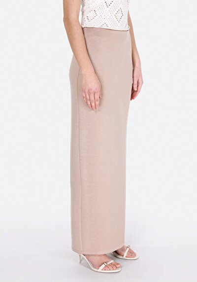 Image de Jupe Beige Slim Fit Droit Plongée Mdi Femme