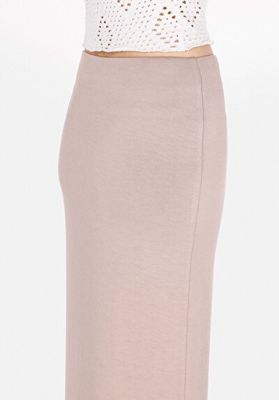Afficher les détails de Jupe Beige Slim Fit Droit Plongée Mdi Femme