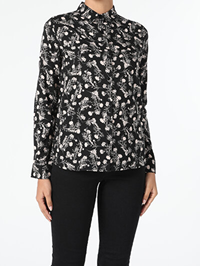 Image de Chemise À Manches Longues Noir Slim Fit   Femme