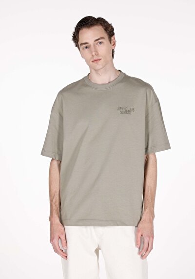 Image de T-shirt À Manches Courtes Vert Oversize Fit Droit Homme