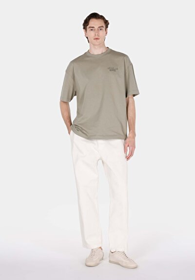 Image de T-shirt À Manches Courtes Vert Oversize Fit Droit Homme
