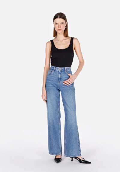 Image de 970 Berry Pantalon  Wide Leg High Rise En Jean Regular Fit Femme