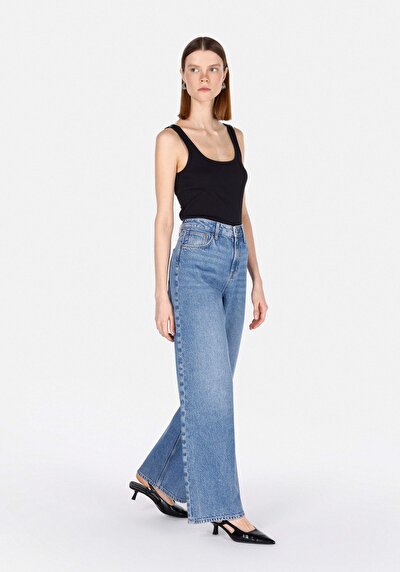 Image de 970 Berry Pantalon Wide Leg High Rise En Jean Regular Fit Femme