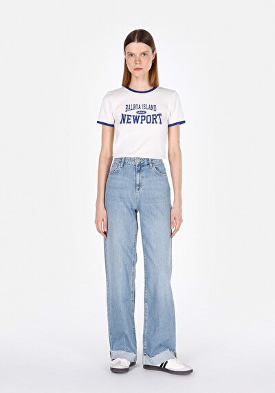 Image de 970 Berry Pantalon Wide Leg High Rise En Jean Regular Fit Femme