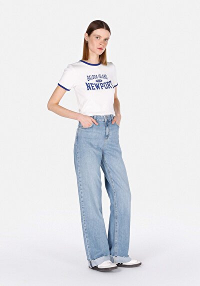 Image de 970 Berry Pantalon Wide Leg High Rise En Jean Regular Fit Femme