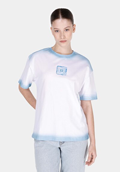 Image de T-shirt À Manches Courtes Blanc Comfort Fit Imprimé Femme